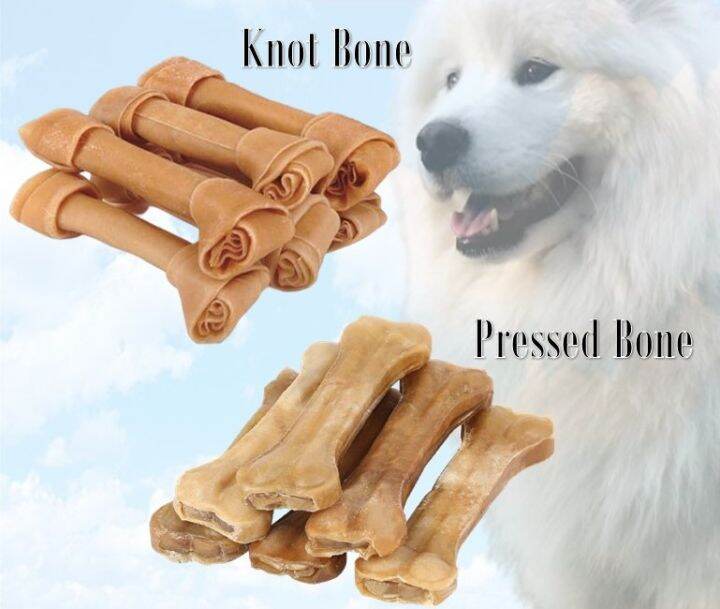 Bone Pressed Vs Non Bone Pressed RawHide Pressed Bone Knot Bone Chew Bone - (Dental Care, Pet Chewing