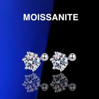 Moissanite เครื่องประดับเพชร8มม.,2CT ชุบทองคำขาว18K 925เงินสเตอร์ลิงต่างหูตุ้มหูผู้หญิงผู้ชายสว่างจ้ากลมตัด