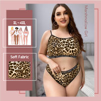 Plus Size Leopard Lingerier Set Women Cami Top Wireless Bra Panty Wholesale Homewear CT 13389