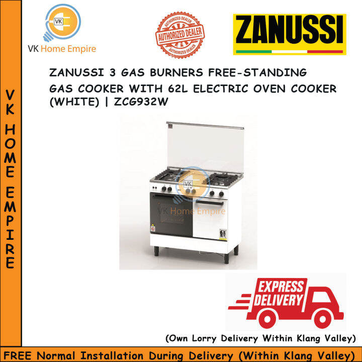 ZANUSSI 3 GAS BURNERS FREESTANDING GAS COOKER WITH 62L ELECTRIC OVEN