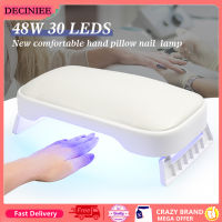 DECINIEE แห้งเร็วทำเล็บมือแบบ30ไฟ LED หมอนวางมือหนัง PU 48W โคมไฟแต่งเล็บยูวีเครื่องมือทำเล็บ