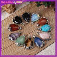 Vintageคริสตัลหินฝังดอกไม้หยดน้ำพลอยควอตซ์สร้อยคอจี้โอปอลTurquoise Amethyst Agate