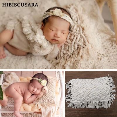 ☸❦✴ hrgrgrgregre Mão Crochet Algodão Travesseiro para o bebê recém-nascido Infantil Photo Props Acessórios de Fotografia Borlas Estúdio Prop