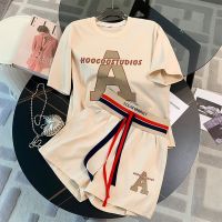 2023 Summer Women Clothing Set Short Sleeve T-Shirt+Shorts 2Pcs Suit Letter Print Female Casual Loose Tracksuit Fashion Outfits