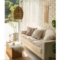 Deco View Melan Check Beige Washing Topper Sofa Pad