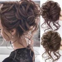 【CW】 Messy Synthetic Hair Bun Scrunchy Donut Wavy Updo Elastic Scrunchie Wig Rings Bridal Hairpiece Updos for