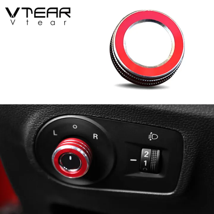 Vtear for MG ZS Car Rearview Mirror Button Frame Cover Stainless Steel