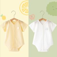 【Ready】? New baby fart clot summer th baby short-sed jumpsuit boneless ngle romper summer