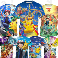 * YAYA * Pokémon เสื้อยืดลายปิกาจูแขนสั้นเด็กเด็กหญิงเด็กชายกระโปรงหน้าร้อน