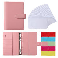 A6 PU หนังโน้ตบุ๊ค Binder Budget Planner Organizer 6แหวน Binder 12 Binder กระเป๋าและ1แผ่น Budget แผ่น Lable