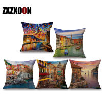 European Scenic Paris Venice London Scenery Nordic Style Throw Pillows Case Cushion Cover for Sofa Car Home Living Room