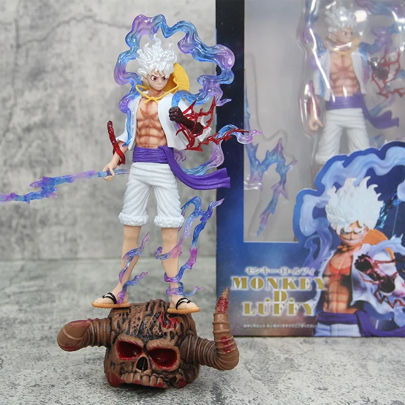  One Piece Luffy Gear 5 Figure Sun God Nika Anime Action  Figurine PVC Statue Model Collection Doll Desk Decoration Toys Kids Gift :  玩具和遊戲