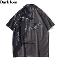 Dark Icon Printed Hawaiian Shirt Men Vintage Street Polo Shirts Summer Beach Holiday Mens Shirt