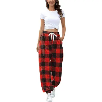 Red and black checkered on sale trousers