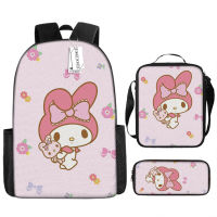 3ชิ้นชุด Mochila My Melody โรงเรียนสาวกระเป๋าเป้สะพายหลังเดินทางกระเป๋าเป้สะพายหลังถุงเก็บ Bookbags กระเป๋าดินสอคอสเพลย์กระเป๋าเป้