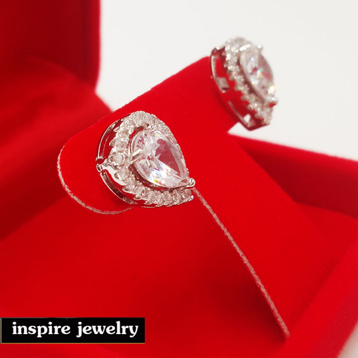 inspire-jewelry-ต่างหูห่วงฝังเพชรสวิสเกรด-aaa-เรียงแถว-หุ้มทองคำ18kสวยหรู-งานแฟชั่นอินเทรนระดับแนวหน้า