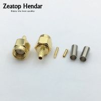 10Pcs Brass SMA / RP-SMA Male Plug Solder Crimp for RG174 RG316 LMR100 Cable SMA RF Straight Gold Connector Electrical Connectors
