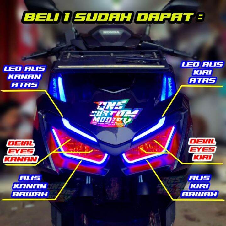 Paket Full Lampu Alis Led Drl Khusus All New Vario Bonus Devil