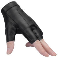 Summer Thin PU Leather Gloves for Men Women Non-slip Fingerless Fashion Hand Gloves Black Motorcycle Gloves Work Driving