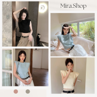 Mira_shop เสื้อครอปแขนกุด สไตล์เกาหลี มาใหม่ พร้อมส่ง 24017#