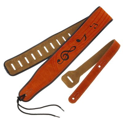 ：《》{“】= Genuine Leather Cow Suede Guitar Strap Note Pattern Embroidery 7Cm Widen Guitar Belt For Acoustic Electric Bass Guitar Parts