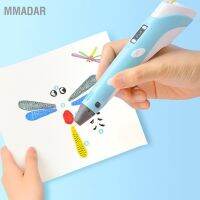 d MMADAR 3D Printing Pen Kit Set with PLA Filament USB Data Cable Base Artist Toy English Blue zed