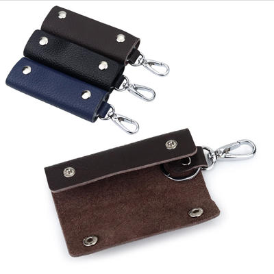 【CW】1PC Car Key Pouch Bag Case Wallet Holder Chain Key Wallet Ring Collector Housekeeper Pocket Key Organizer Smart Leather Keychain