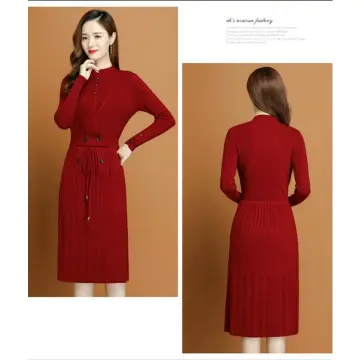 Mùa thu đông cho bà bầu phù hợp với thời trang phiên bản mới của Hàn Quốc  của chiếc váy len túi đôi váy đầm bà bầu hai mảnh | Lumtics |