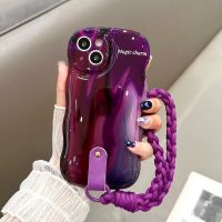 .Suitable For Deep purple Soft Cases iphone 14 pro max With Hand Rope Phone Case for iPhone 13Pro Max 11 12 Pro 14plus Artistic Silicone Protection Cover