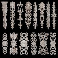 Wood carved appliques corners onlay decals for furniture flower decor Room decorations accessories Unpainted decal corner