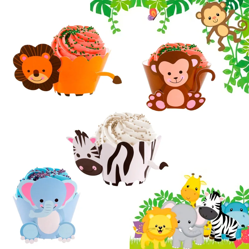 OKDEALS01 Animal Party Baby Shower Dinosaur Birthday Jungle Safari Paper Cup  Cake Topper Cupcake Wrapper Muffin Cases | Lazada