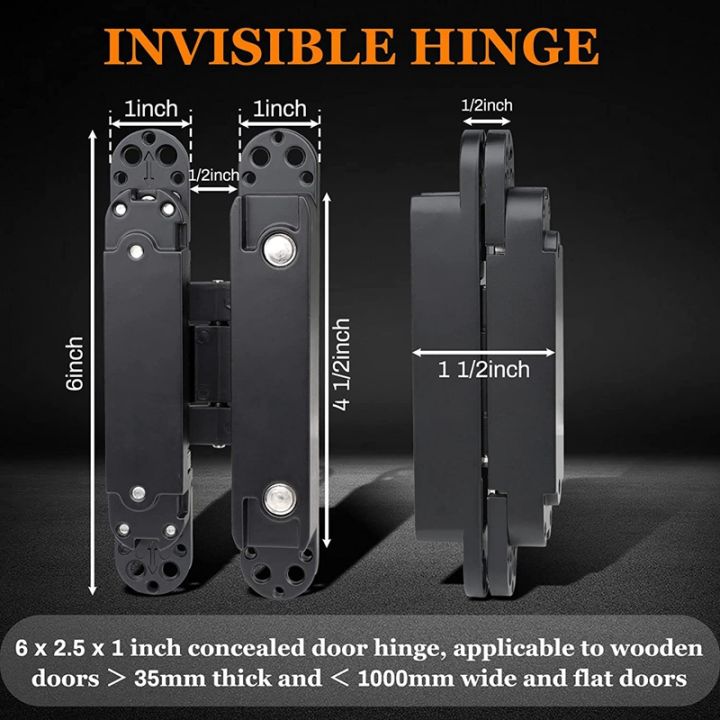 2pcs-6inch-hidden-door-hinges-3-way-adjustable-butt-hinges-concealed-hinges-black