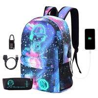 2023 New School Bookbag Lightweight Waterproof Laptop Backpack with USB Charger Port and Lock &amp; Pencil Case for Teens Girls Boys