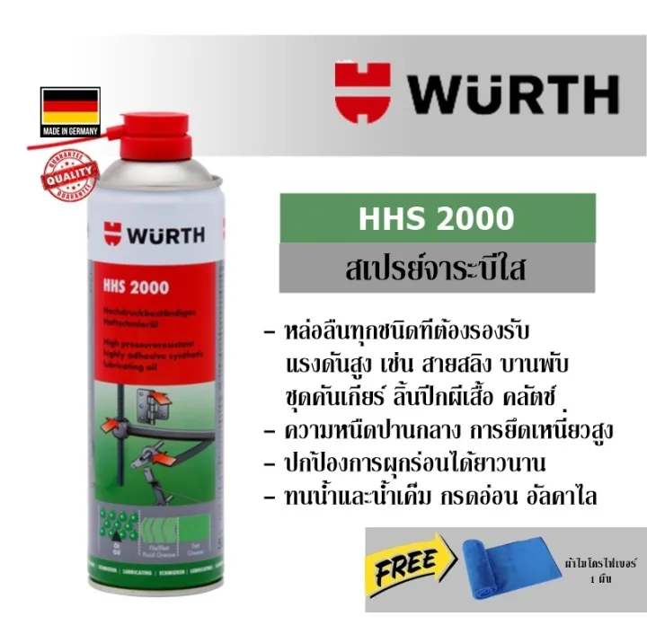 Wurth Hhs2000 สเปรย์จารบีใส จาระบีหล่อลื่น จารบีใสสังเคราะห์ทนแรงดันสูง