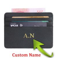 Customized Rfid Business ID Card Holder Card Protection Personalized Wallet Lichee Pattern Engraved Women Men Small Coin Bag Wallets