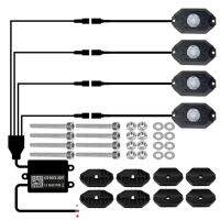 ไฟดนตรีร็อค4ชิ้นโคมไฟบรรยากาศนีออนใต้ท้องอุปกรณ์เสริมรถยนต์ควบคุมแอพพ์บลูทูธ12/24V