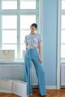 CHERZ - RW2305 LONG PANTS กางเกงขากว้างทรงตรงมีสายผูกเอว