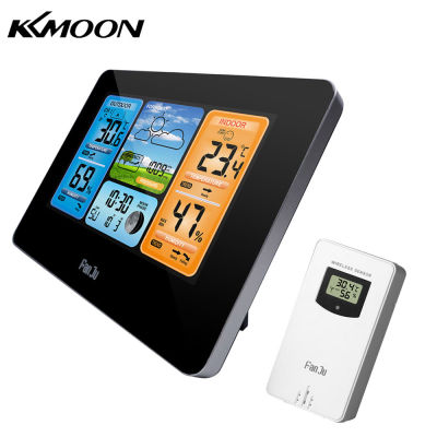 KKmoon FanJu FJ3373 Multifunction สถานีอากาศดิจิตอลนาฬิกาปลุก LCD ในร่มกลางแจ้งพยากรณ์อากาศบารอมิเตอร์เครื่องวัดความชื้น W-ไร้สายเซนเซอร์ภายนอกอาคาร USB สายไฟ