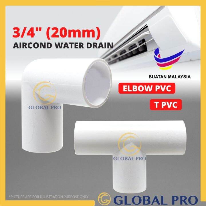 3/4" (20MM) AIR COND WATER DRAIN PVC ELBOW / T TEE Saliran Air Penyaman