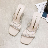 Womens Sandals Shoes For Ladies 6.5CM 2022 Summer Slippers High Heels Sandals For Girls Bling Decoration Party Dress Shoes