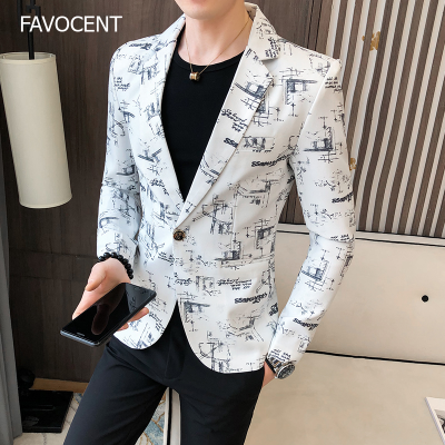 ❅ hnf531 FAVOCENT Brand Fashion Men Spring High Quality Leisure Business Suit Male Printing Casual Blazers Jacket