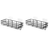 2Pcs Toilet Rack Wall-Mounted Wrought Iron Bathroom Rack Towel Rack Free Punch Shower Gel Storage Rack