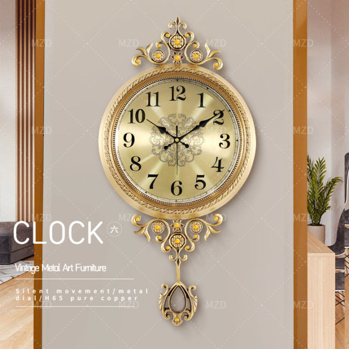 mzd-นาฬิกาทองเหลืองสไตล์ยุโรป-ห้องนั่งเล่น-หรูหรา-นาฬิกาไฮเอนด์-แขวนผนัง-หรูหราเบา-นาฬิกาแฟชั่นภายในบ้าน-นาฬิกาทองแดงทั้งหมดสไตล์อเมริกัน-ที่แขวนผนัง