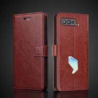 เคสสำหรับอัสซุสหนังฝาปิดมีช่องใส่บัตร ROG Phone 5 5S I005DA I005DB Zs676ks ZS673KS เคสแบบพับปิดได้ย้อนยุคกระเป๋าสตางค์เคสตุ้งติ้งโทรศัพท์