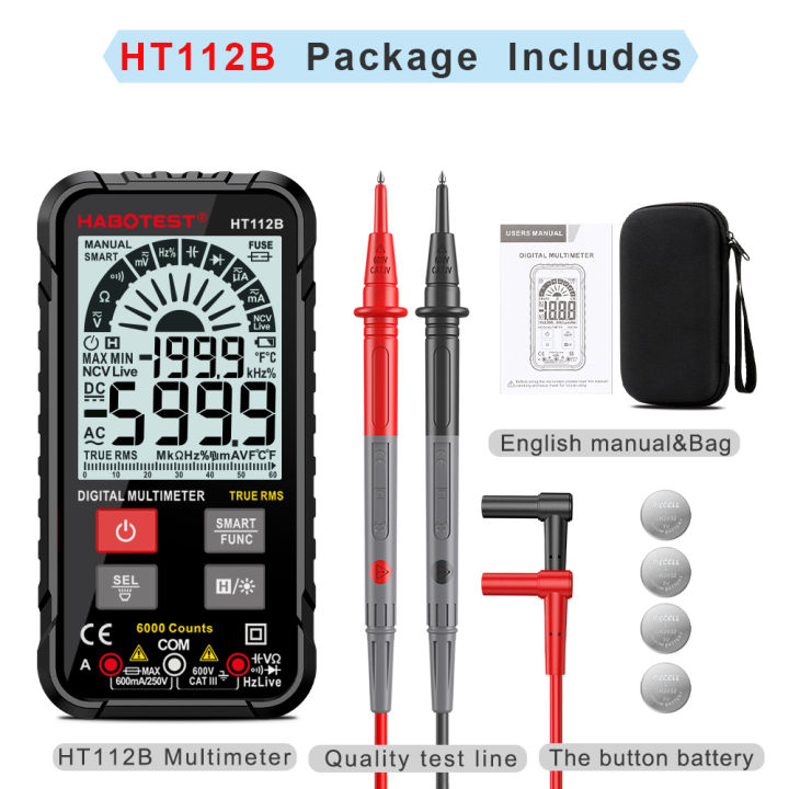habotest-ht112-สมาร์ทดิจิตอลมัลติมิเตอร์-ac-dc-มัลติมิเตอร์-600ma-capacitive-resistance-เครื่องมือไฟฟ้าระดับมืออาชีพดิจิตอลมัลติมิเตอร์