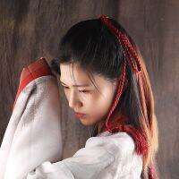 Hanfu แต่งพู่ประดับเครื่องประดับผมที่รัดผมของผู้หญิงสไตล์ Hinese เครื่องประดับโบราณผ้าโพกศีรษะแต่งพู่หลากสี