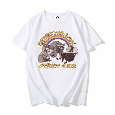 Summer MenS Funny Cat Kitten Shirt Raccoon Shirt Gift For Raccoon Lover Support Your Local Street Cats T-Shirt