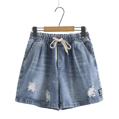 New  Ladies Spring Summer Plus Size Jeans Shorts For Women Large Loose Cotton Blue Pocket Hole Denim Shorts 3XL 4XL 5XL 6XL