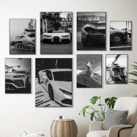 2023✇✆ Black White Fashion Luxury Brand Race Car Wall Art Canvas Painting Nordic Posters And Prints Wall Pictures For Living Room Decor