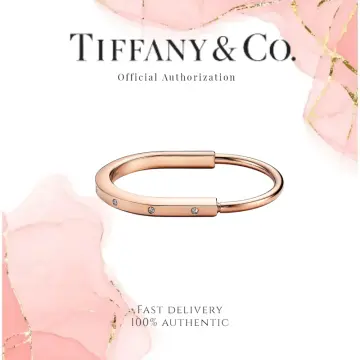 Tiffany Lock Rosé Edition Bangle Bracelet in Rose Gold with Pink Sapphires, Size: Medium